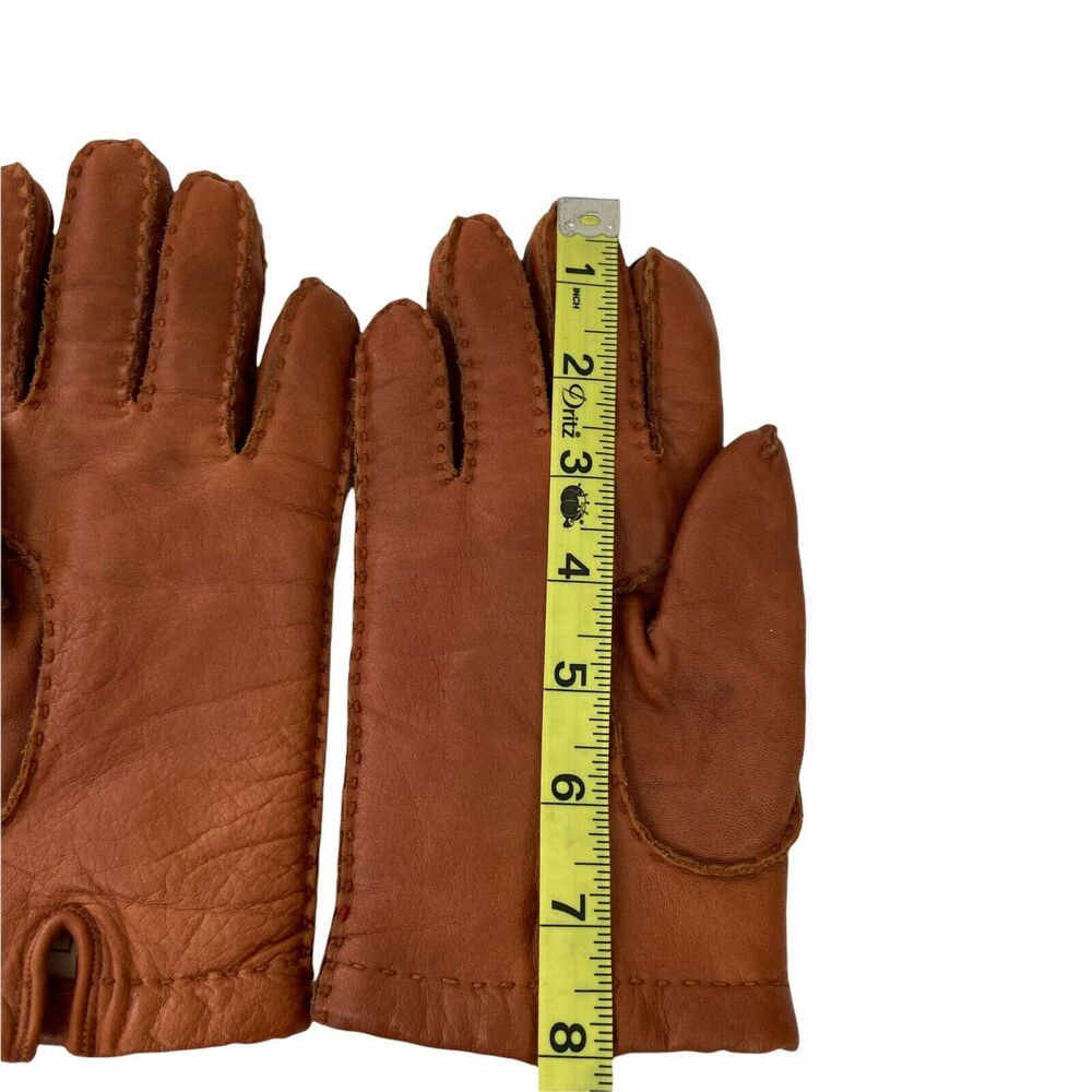 Leather Gloves Vintage Aris Women's Brown Soft Driving size Small - Picture 8 of 9